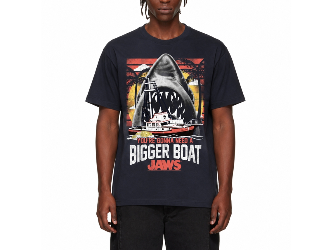 Rockinstone Jaws Movie Ygnabb Navy Adult T-shirt Size:xl
