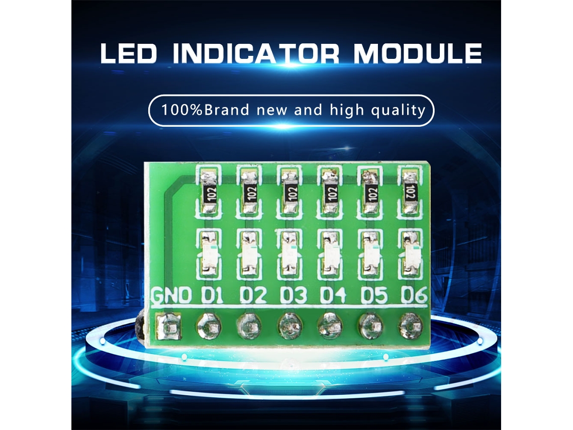 Módulo indicador LED azul de 6 bits DC 3,3 V 5 V 12 V para microcontrolador AVR FPGA