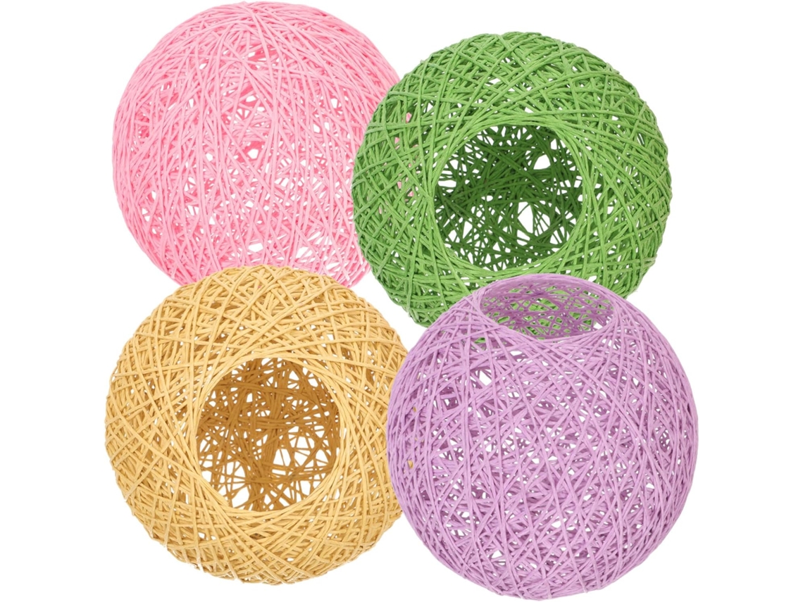 Conjunto de 4 Bolas de Rattan Sintético para Luminárias, Trançadas e Duráveis. SFUSHOS
