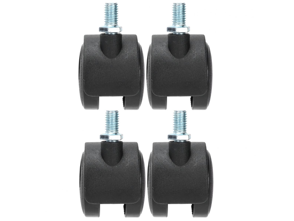 Four 1.5-inch Pu Casters With Brakes – Black Swivel Wheels Suitable For Shelves, Cabinets, And Trolleys.