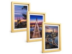 Pinturas Murais Modernasvistas De Pontes E Pôr Do Sol Moldura Dourada Fotos Para O Corredor Espelharte (3 Peças 20x30 Cm)