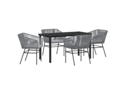 Conjunto 5 Conjunto De Jantar Para Jardim Vidaxl Cinzento Aço Revestido A Pó (140 X 70 X 73 Cm)