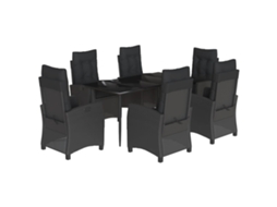 Garden Dining Set, Garden Dining Sets Vidaxl Preto Rattan / Vime (mesa Com 160 Cm De Comprimento)