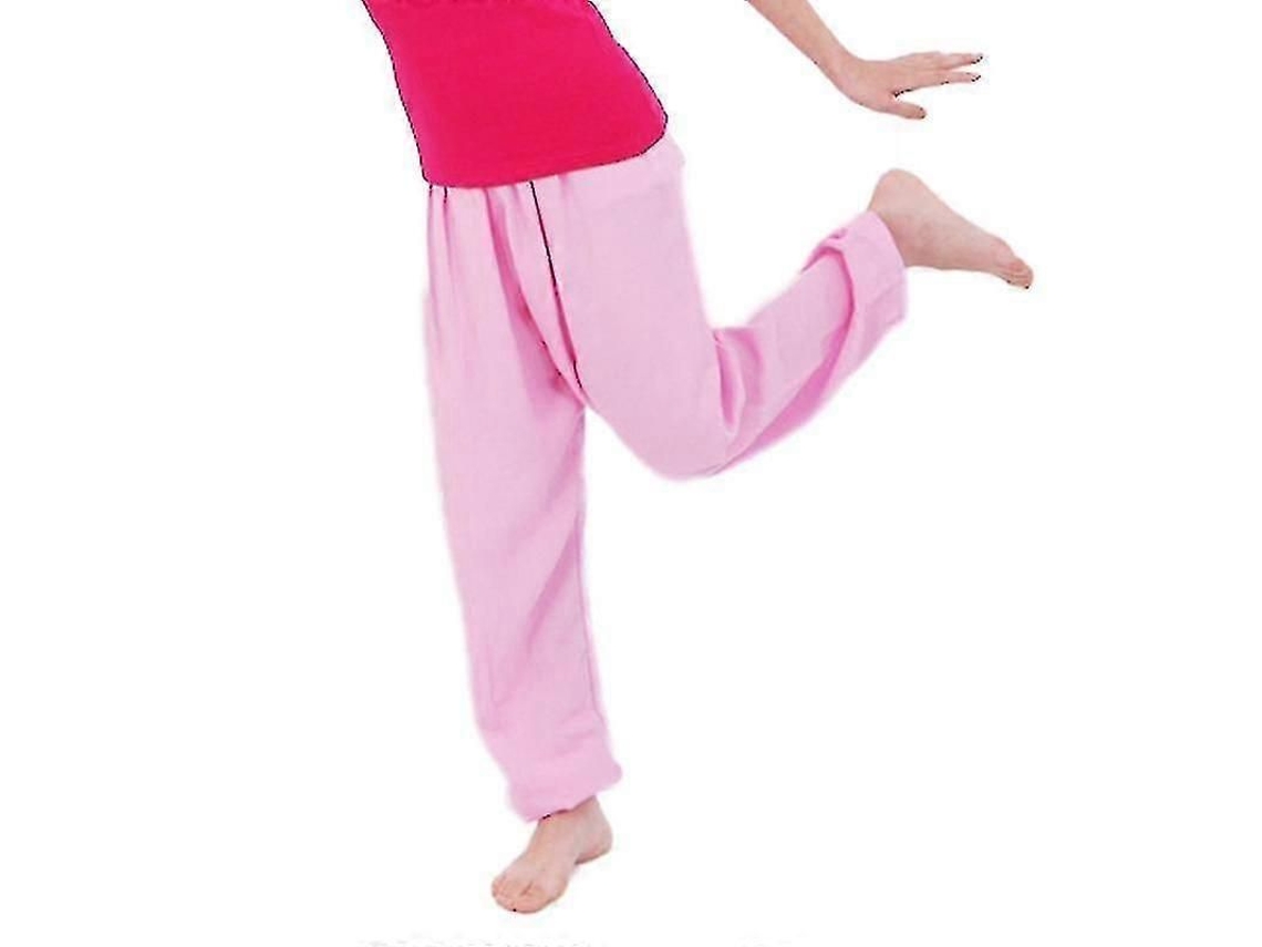 Calças Baggy Para Crianças Menino Menina Dança Aladdin Bloomers Yoga Casual Soltas Harem Rosa