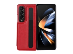 Capa Para Samsung Galaxy Z Fold6, Em Couro Pu, Com Porta-cartões. Vermelho Czhhmart