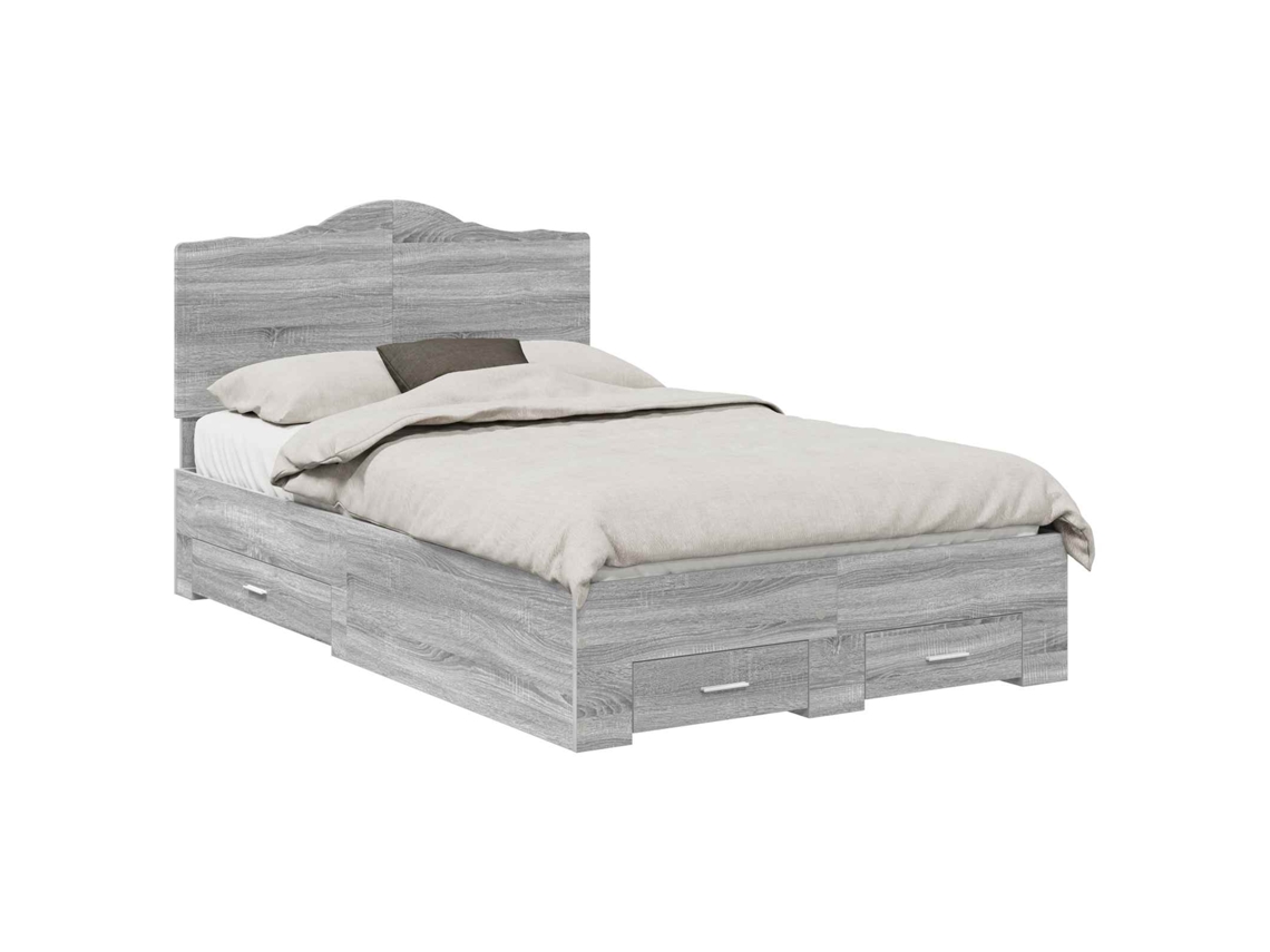 Estrutura da Cama Cinza Sonoma 120x190 cm Madeira Processada MAISON EXCLUSIVE