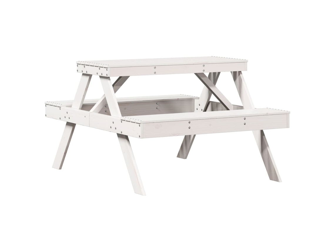 Mesa Piquenique Madeira de Pinho Maciça Branco MAISON EXCLUSIVE 105x134x75 cm