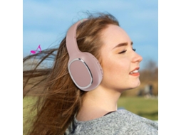 Auscultadores Bluetooth  Bass Game Computer Cell Phone Sports Pink
