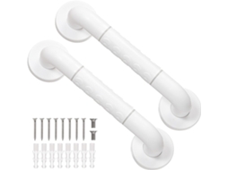 Conjunto De 2 Puxadores Chuveiro 30 Cm Com Pega Antiderrapante E Círculos Luminosos Segurança, Em Aço Inoxidável.