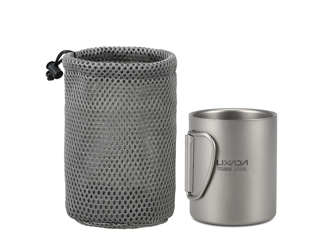Copo de Titânio 220ml com Alça Dobrável Lixada