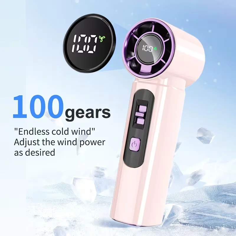 (rosa) Mini Ventilador Portátil De Alta Velocidade, Bateria Recarregável De 2000mah, Com Visor Led.