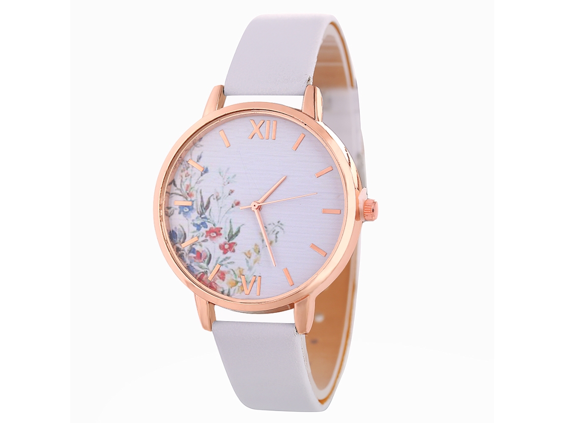Relógio de Pulso Feminino Zhoulianfa de Quartzo com Pulseira de Couro Pu Branco