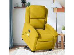 Vidaxl Poltrona Elevatória De Massagens Veludo Amarelo