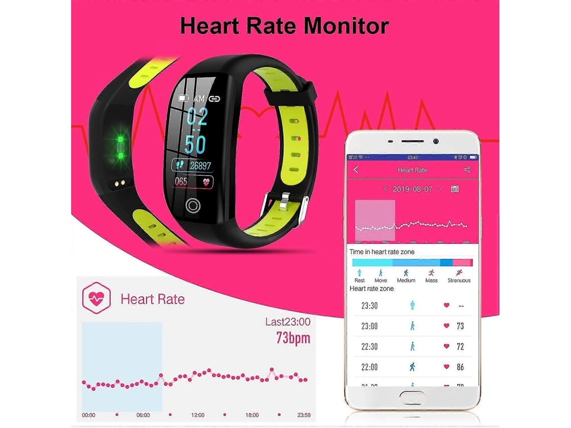Pulseira Fitness Com Monitor De Frequência Cardíaca E Medição De Pressão Arterial, Smartwatch À Prova D'água Para Mulheres, Homens E Crianças.