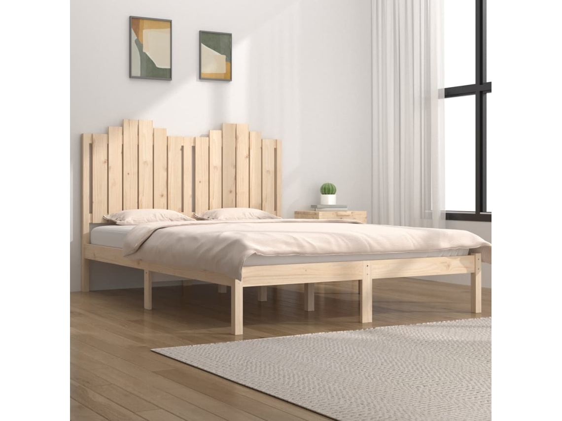 Estrutura De Cama Casal 135x190 Cm Pinho Maciço
