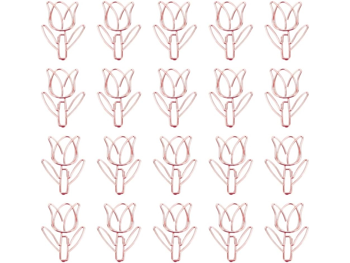 20 marcadores de livros em formato de tulipa, clipes de papel criativos, clipes fofos para agenda doméstica