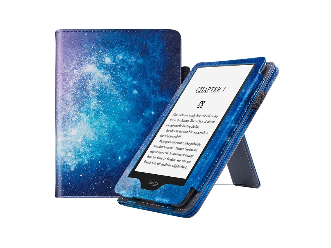 Capa Protetora Para E-reader Compatível Com Kindle Paperwhite 12 Com Função Repouso Com Suporte Dobrável Em Couro Elysve