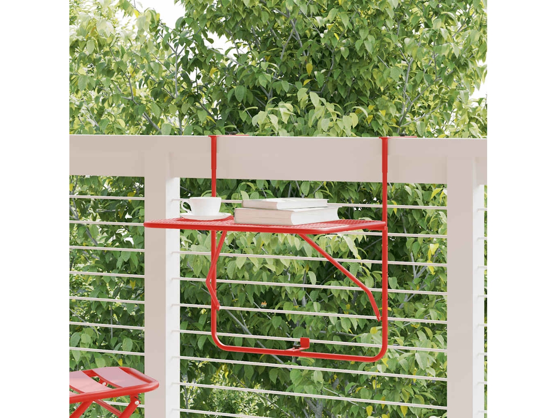 Vidaxl Mesa Para Varanda 60x40 Cm Aço Vermelho