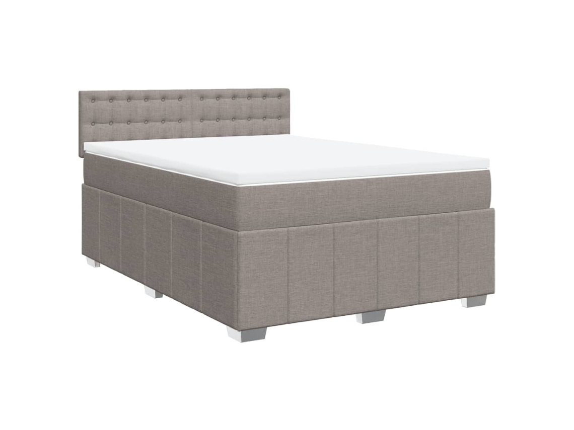 Cama com Molas/Colchão 140x200 Cm em Tecido Castanho Acinzentado MAISON EXCLUSIVE