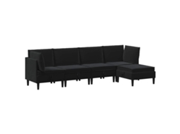 Conjunto 5 Conjunto De Sala De Estar Vidaxl Preto Veludo (280 X 140 X 82 Cm)