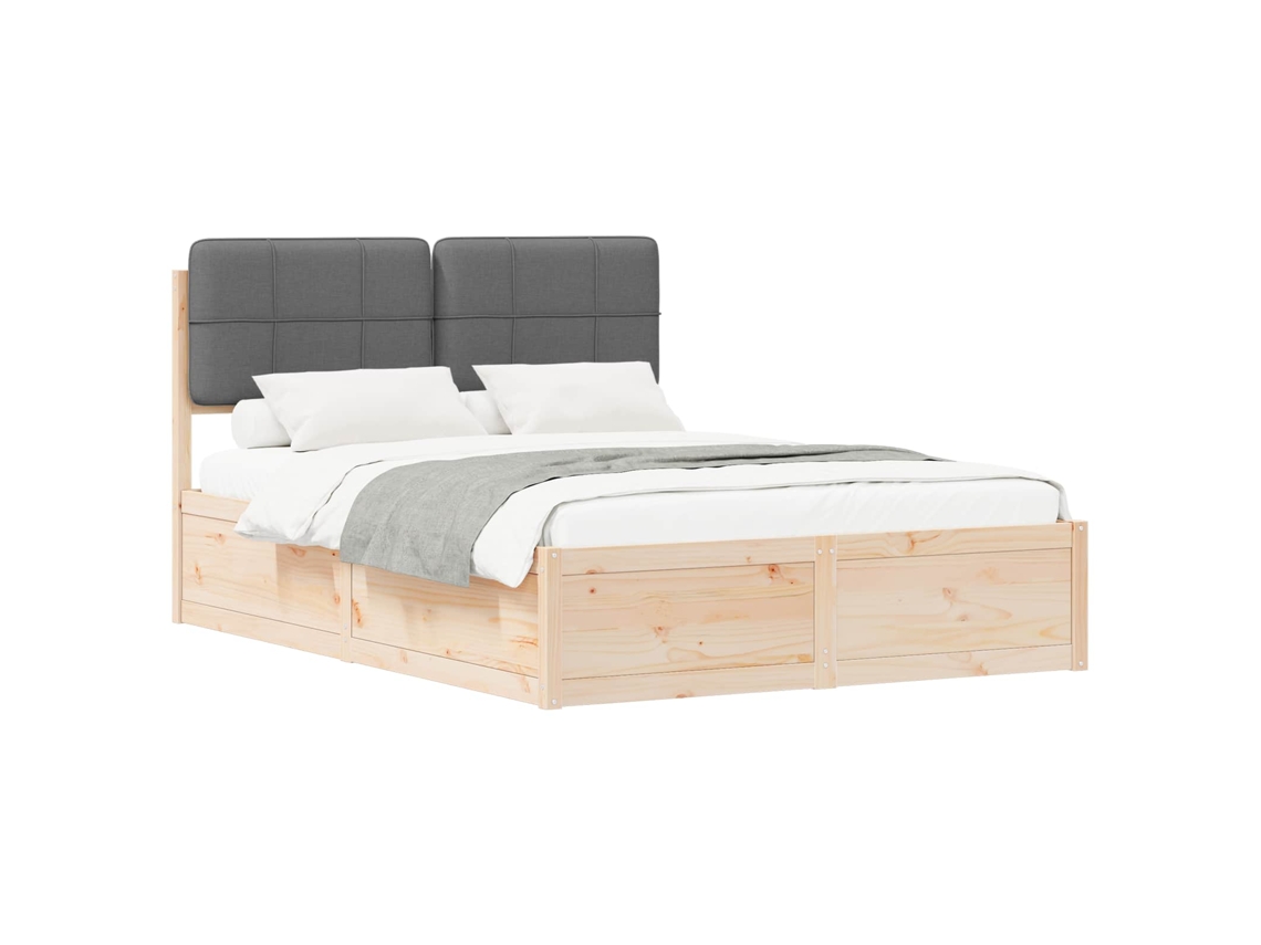 Estrutura de Cama com Cabeceira Estofada Cinza Escuro MAISON EXCLUSIVE