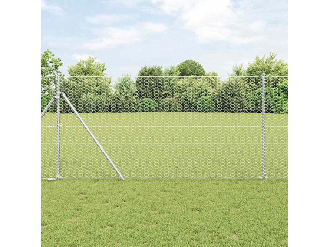 Vidaxl Cerca Hexagonal Prateado 1,2 X 100 M Aço Galvanizado