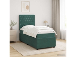 Vidaxl Cama Box Com Led E Colchão Verde-escuro 100 X 200 Cm Veludo