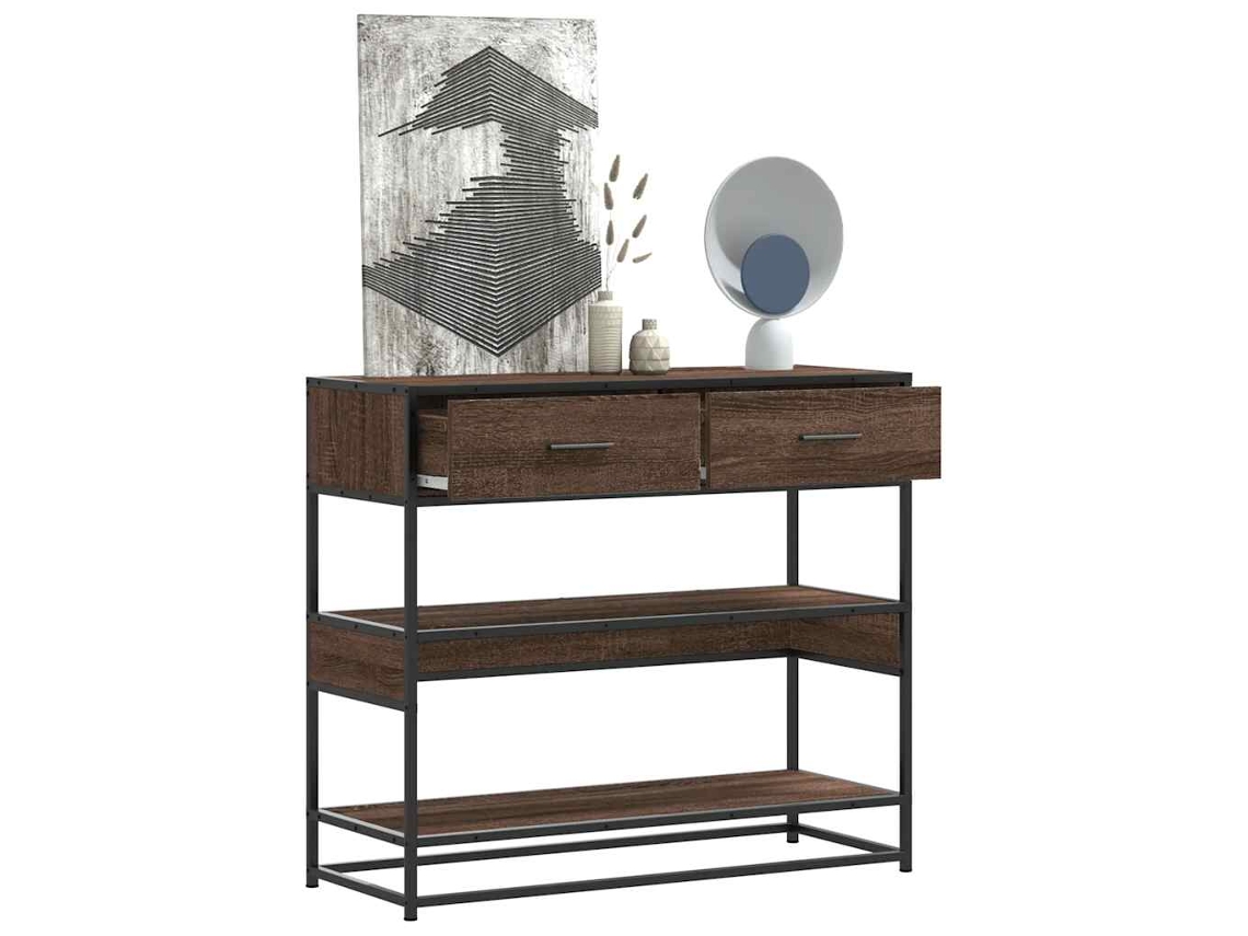 Vidaxl Mesa Consola 90x35x80 Cm Derivados Madeira Carvalho Castanho