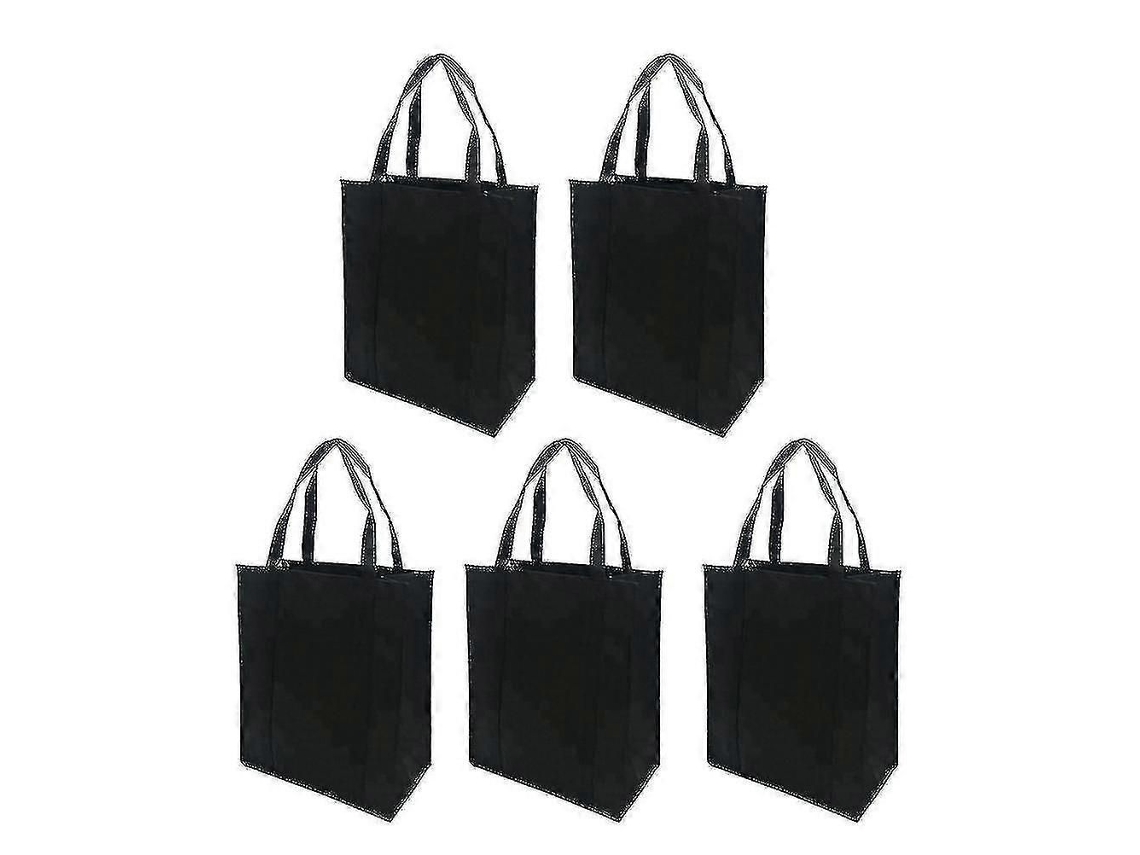 Conjunto de 5 Sacolas de Compras Dobráveis ​​e Reutilizáveis ​​em Tecido Não Tecido para Compras Ao Ar Livre GOKOCO (pretas, 30x25x10cm)