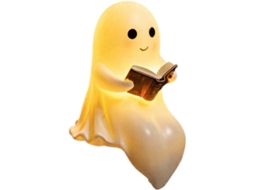 Fantasma Lendo Livro Luminoso Decoração De Estante Resina Para O