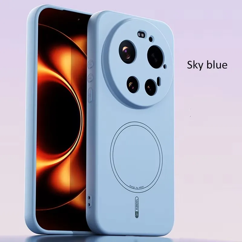 Capa Protetora De Tpu Magnética De Silicone (azul Celeste) Para Xiaomi 15 Pro