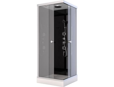 Cabine De Duche De Hidromassagem Aurlane Black Square 2 Estrutura Em Alumínio 90 X 90 X 220 Cm Preto