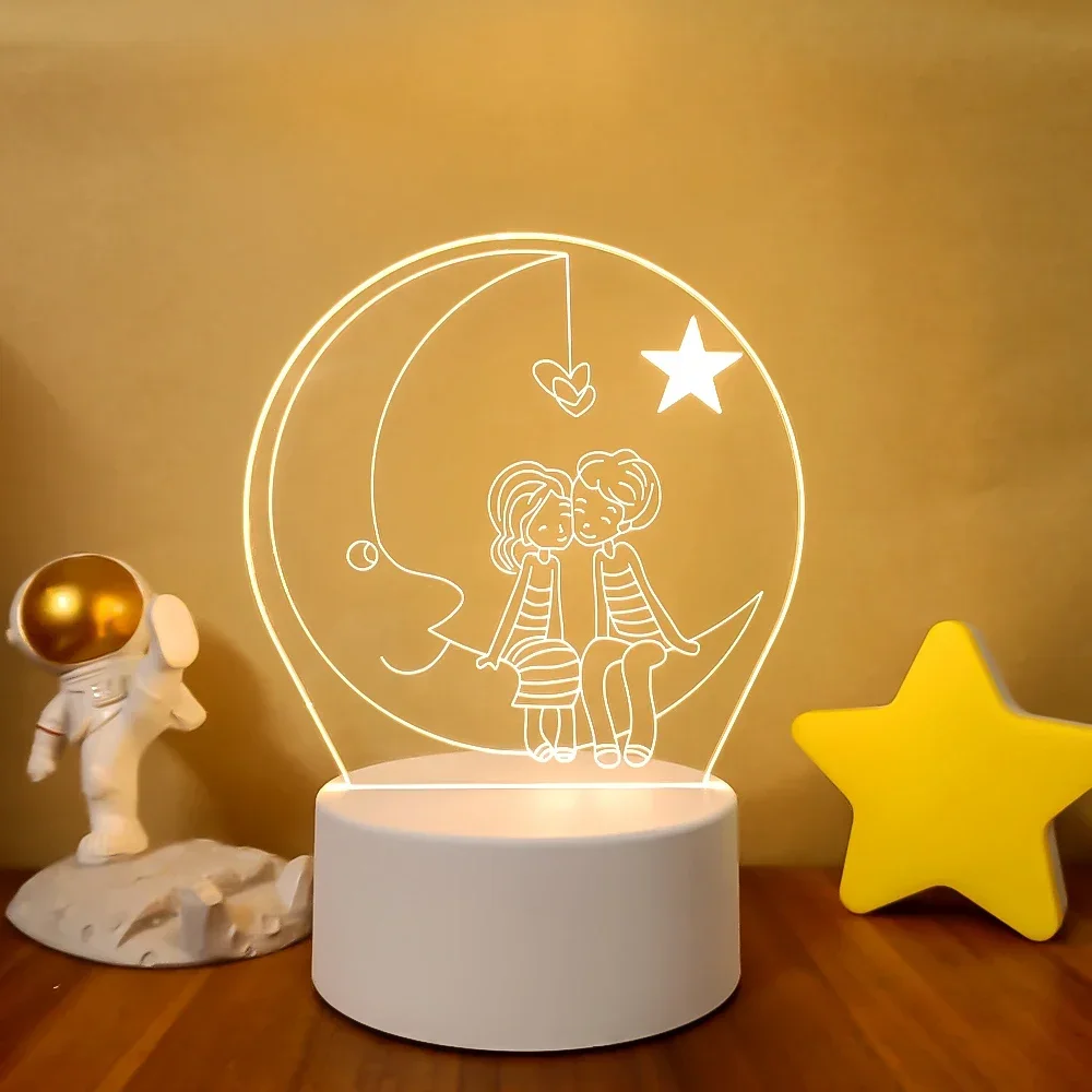 Luminária Noturna Led 3d Criativa, Luz Decorativa para Casa MDUG (luz de 3 Cores)