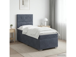 Vidaxl Cama Box Spring Com Colchão Cinzento-escuro 90 X 200 Cm Veludo