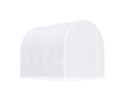 Estufa Tipo Branco Túnel 245x200x200cm Com Portas Enroláveis E 4 Janelas Cobertura De Pe Estrutura Metal
