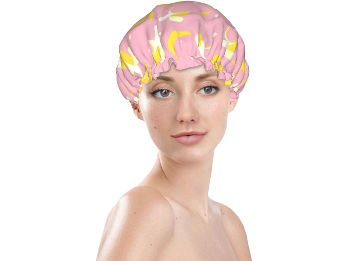 Touca De Banho Feminina, Reutilizável, Impermeável, Dupla Camada, Com Elástico, Ideal Para Cabelos Longos, Touca De