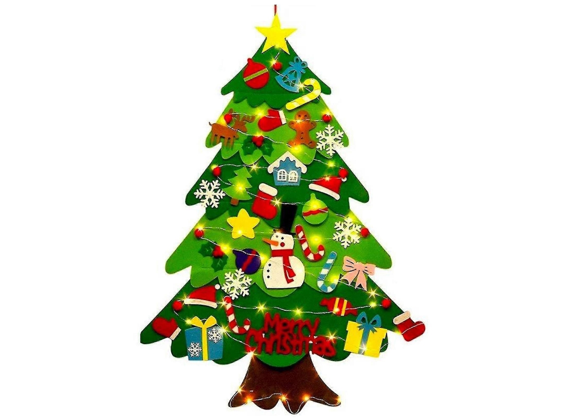 Árvore De Natal De Feltro Diy Para Presente Infantil, Com Desapegível 32 Peças Ornamentos Para Decoração De Natal De Natal Hengjian