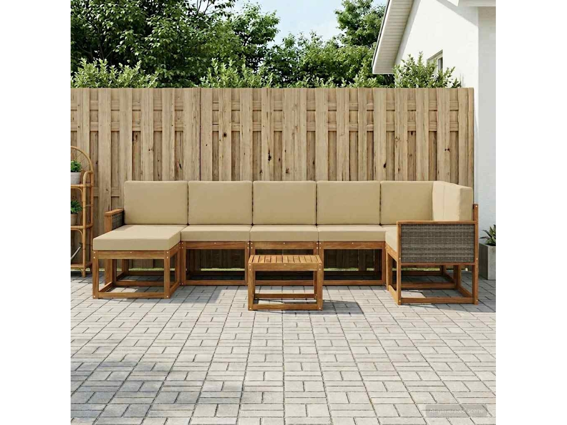 Vidaxl Conjunto De Sofás Para Exterior 8 Unid. Natural E Bege