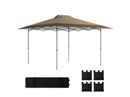 Barraca Dobrável Pop up 4x4 M com Trava Central Upf50+ Sacos de Areia Ajustáveis de Altura e Bolsa com Rodas Bege e Café Ge