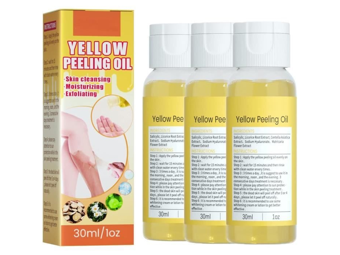 Óleo de peeling amarelo para pele escura, óleo de peeling amarelo de super força esfoliante de pele escura para o corpo, óleo de peeling amarelo, para