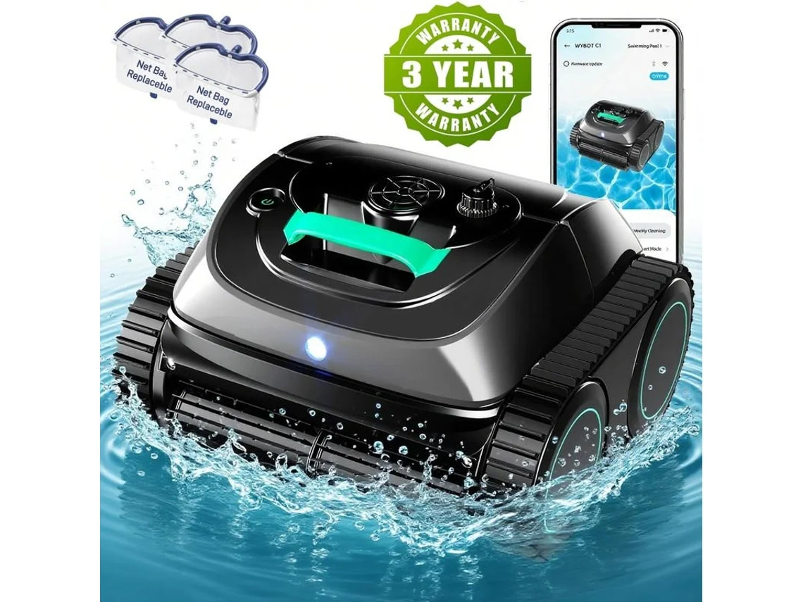 Robô Aspirador de Piscina sem Fios WYBOT C1 Limpeza Abrangente Tamanho Ideal da Piscina Até 1615 ft² Ciclo de Trabalho Até 150 Minutos