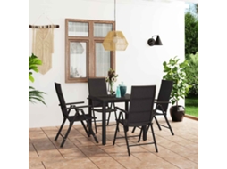 Vidaxl 5 Pcs Conjunto De Jantar Para Jardim Preto