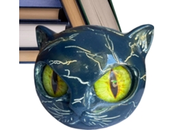 Estatueta Moderna De Gato Preto Com Olhos Âmbar | Estatueta