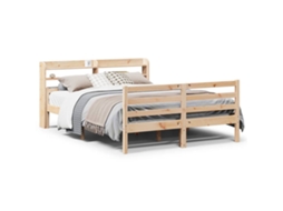 Bed Frame, Bed Frames Vidaxl Marrom Madeira (135 X 190 Cm)