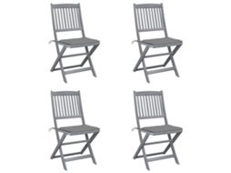 Vidaxl Cadeiras Exterior Dobráveis C/ Almofadões 4 Pcs Acácia Maciça