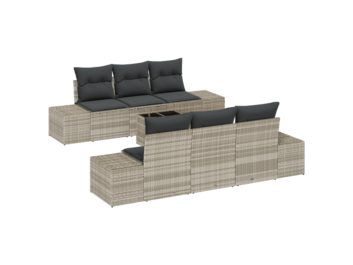 Conjunto 7 Sofá De Jardim Vidaxl Cinzento-claro Vime Pe (55 X 55 X 37 Cm)