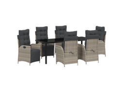 Conjunto 7 Conjunto De Jantar Para Jardim Vidaxl Cinzento-claro Vime Pe (200 X 80 X 73 Cm)