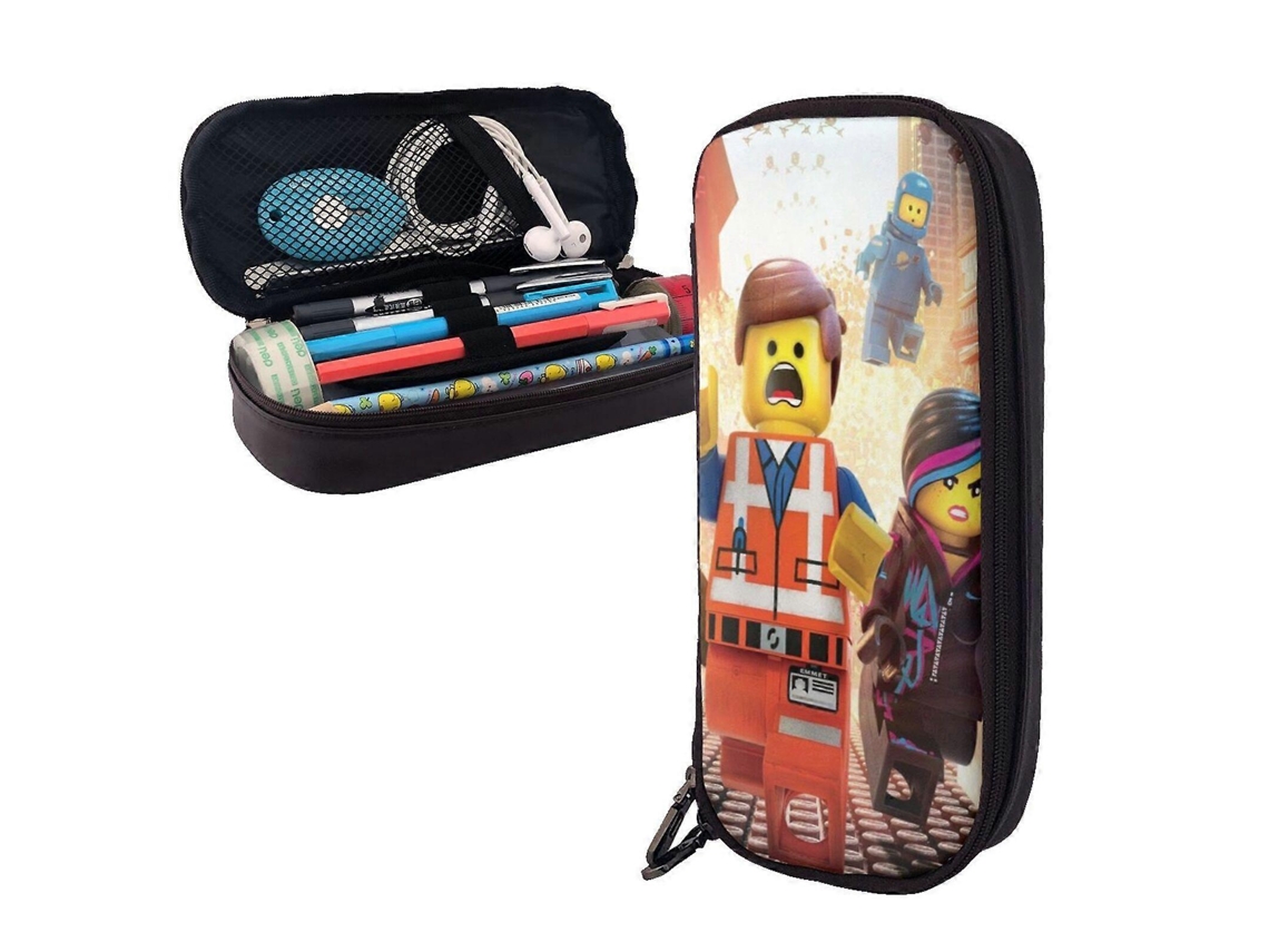 Estojo De Lápis Lego Movie A115, Elegante Bolsa De Couro Marrom Com Zíper Para Canetas, Marcadores E Materiais De Escritório V115 Olysi Shop