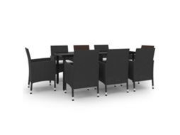 Garden Dining Set, Garden Dining Sets Vidaxl Preto Rattan / Vime (200 Cm Table Length)