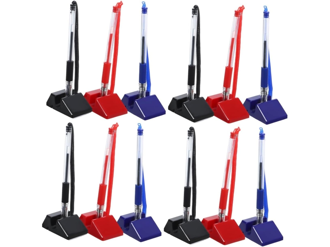 Conjunto De 12 Canetas Gel Para Mesa Com Suporte, Caneta Segurança